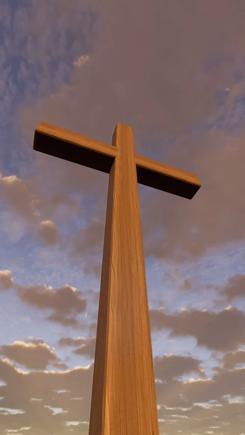 Cross against the background of flying clouds. Stock Footage 288096583