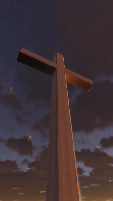 Cross against the background of flying clouds. Stock Footage 288097177