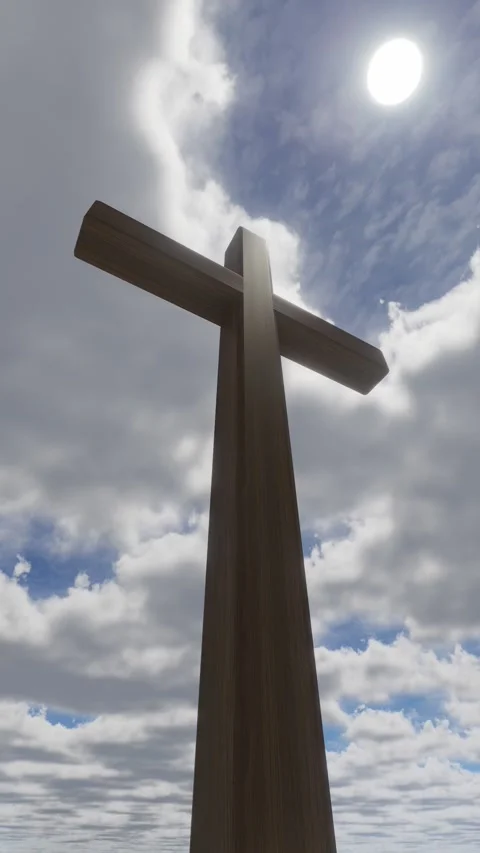Cross against the background of flying clouds. Stock Footage 288097196