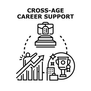 Cross age career support for professional development 스톡 일러스트