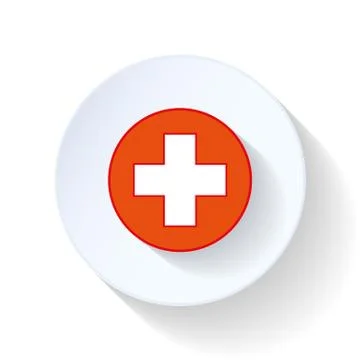 Cross ambulance flat icon Stock Illustration