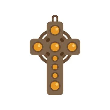 Cross amulet icon flat vector. Magic ox イラスト素材