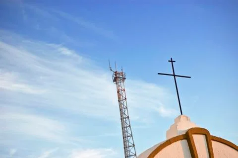 Cross and antenna Stock Photos