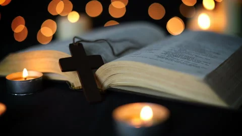 Cross And Bible close up Video stock 236730758