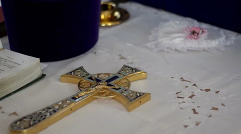 Cross and a book Stock Footage 54203598