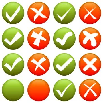 Cross and check mark collection Stock Illustration