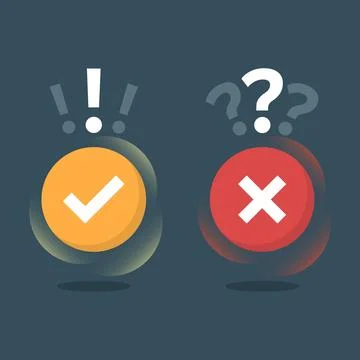 Cross and check mark icon in flat style. Right and wrong answer vector illu.. Stockillustratie