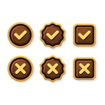 Cross and Check Mark Icons on White Background. Vector Stock Illustration