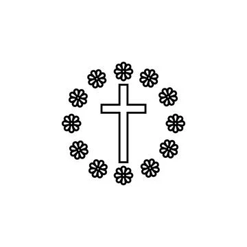 Cross and flowers icon. Element of Easter holiday for mobile concept and web Stock Illustration