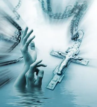 Cross and hand Stock Photos