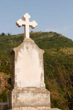 Cross and headstone Stock Photos