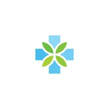 Cross and leaves herbal pharmacy icon vector design Stock-Illustration