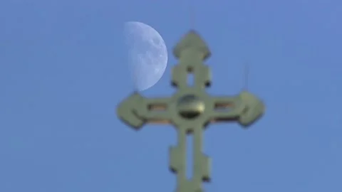 Cross and moon Stock Footage 113967896