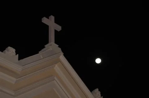 The cross and the moon Foto stock