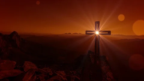 Cross And Sunlight Easter Media Stock Footage 80893003