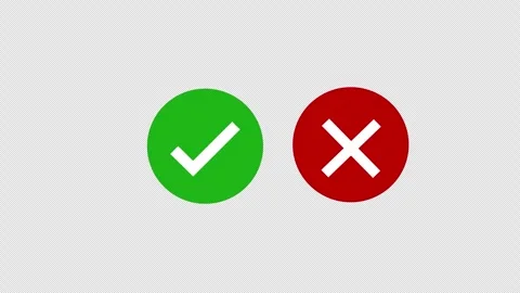 Cross and tick buttons icon concept loop animation video with alpha channel Stock Footage 270124005