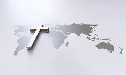 Cross and world map background, mission and gospel concept Stock Photos