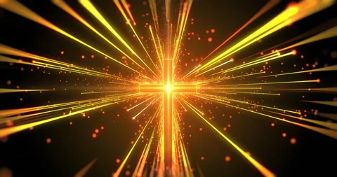 Cross animation on golden background with lights and particles 스톡 동영상 308536647