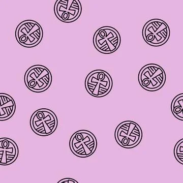 Cross ankh line seamless pattern Stock Illustration