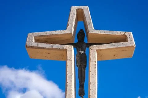 Cross in the argentinian Andes Stock Photos