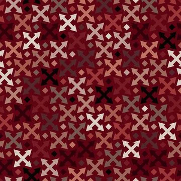 Cross arrows ornament seamless pattern. Camouflage mosaics wallpaper Stock Illustration