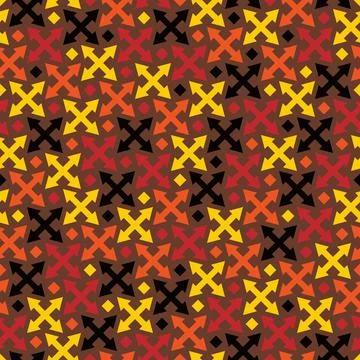 Cross arrows ornament seamless pattern. Camouflage mosaics wallpaper Stock Illustration