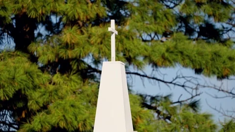 Cross atop the steeple of the U.S. Center Chapel Video stock 345530947