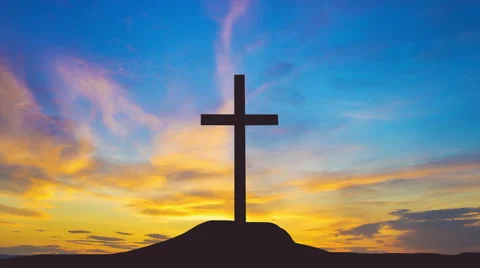 The cross on the background of cloud flow. Time lapse Stock Footage 63161257