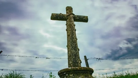 Cross with Barbed Wire Stock Footage 75152587