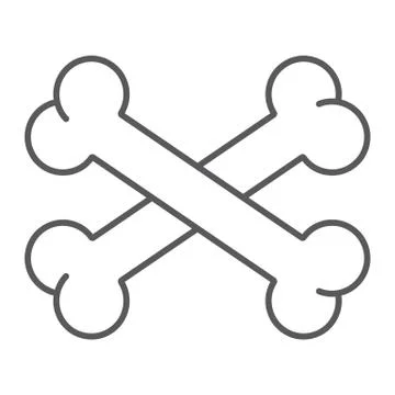 Cross bone thin line icon, halloween and danger, crossed bones sign, vector Stock Illustration