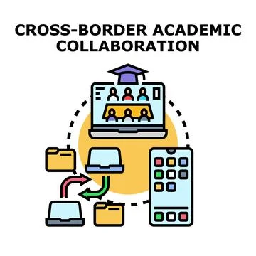 Cross border academic collaboration global education networking Stock Illustration
