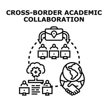 Cross border academic collaboration global education network Stock Illustration