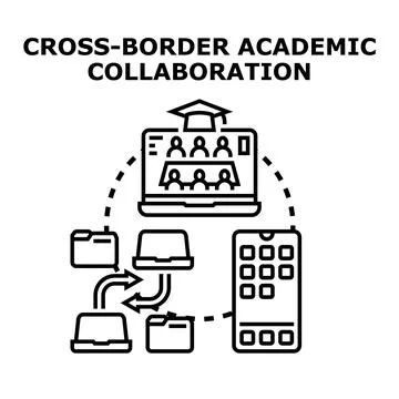 Cross border academic collaboration global education networking Ilustração Stock