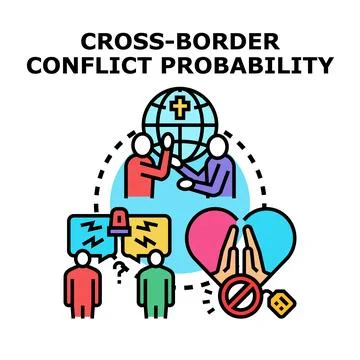 Cross border conflict probability concept vector icon Stock Illustration