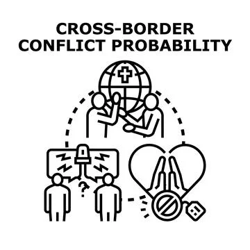 Cross border conflict probability concept vector icon Stock Illustration
