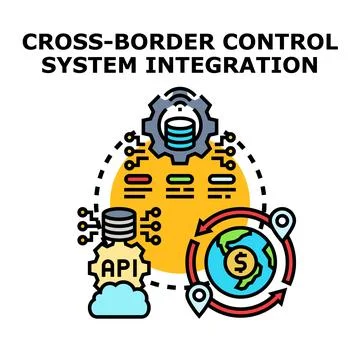 Cross border control system integration global data management Stock Illustration