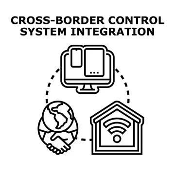 Cross border control system integration future technology concept Stock Illustration