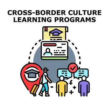 Cross border cultural learning programs concept illustration Stock Illustration