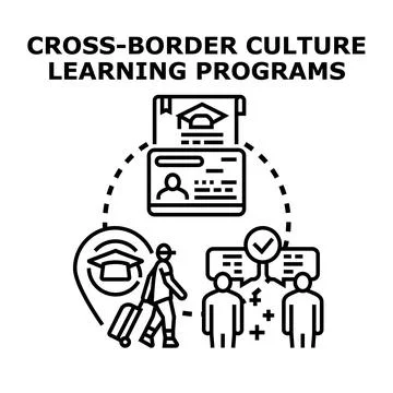 Cross border cultural learning programs concept illustration Ilustração Stock