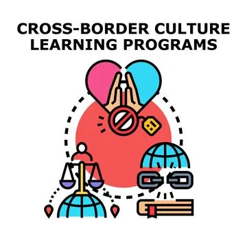 Cross border culture learning programs concept illustration 스톡 일러스트