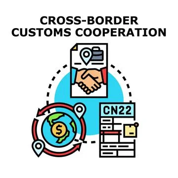 Cross border customs cooperation concept for international business Stock Illustration
