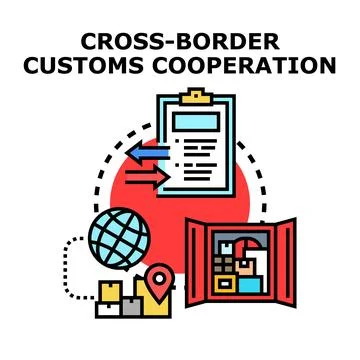 Cross border customs cooperation concept icon vector Illustrazione stock