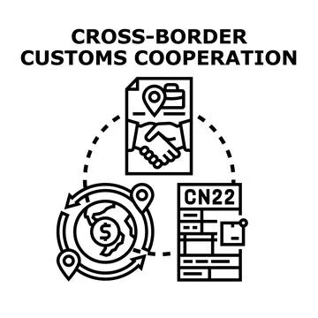 Cross border customs cooperation concept for international business Stock Illustration