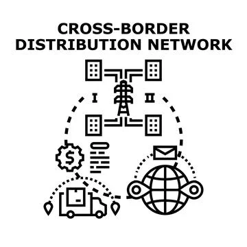 Cross border distribution network business concept Stock Illustration