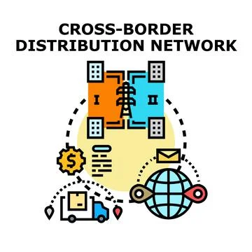 Cross border distribution network business concept Stock Illustration