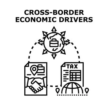 Cross border economic drivers concept vector icon Stock Illustration