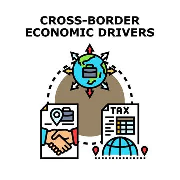 Cross border economic drivers concept vector icon Stock Illustration