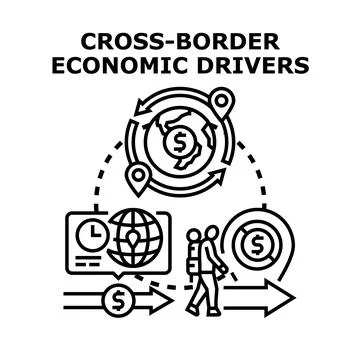 Cross border economic drivers moving global financial assets Stock Illustration