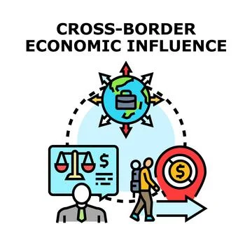 Cross border economic influence and global business investment Ilustração Stock