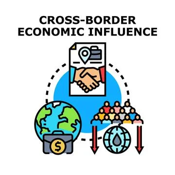 Cross border economic influence concept illustration Stock Illustration